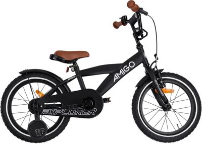 AMIGO Explorer 16 Zoll Jungen Fahrrrad Velo Schwarz/Weiss