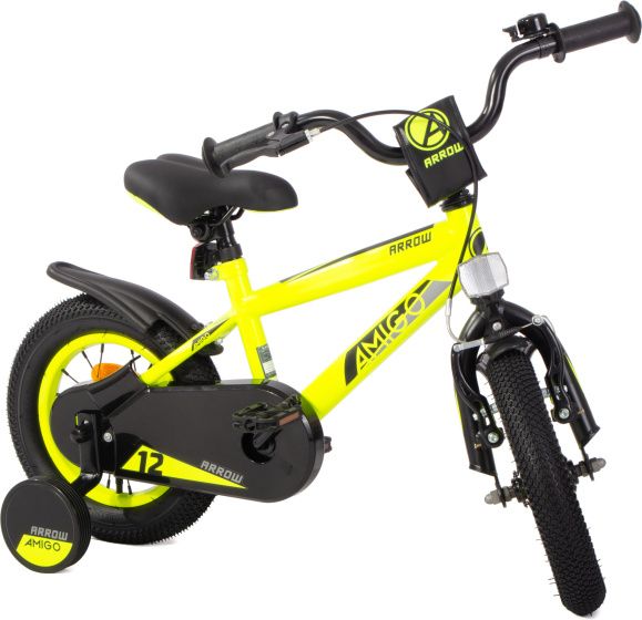 AMIGO Arrow 12 Zoll Jungen Fahrrrad Velo Neongelb/Schwarz