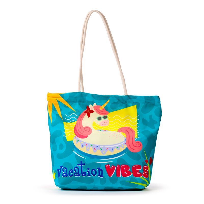 Vacation Vibes Einhorn Strandtasche aus Segeltuch