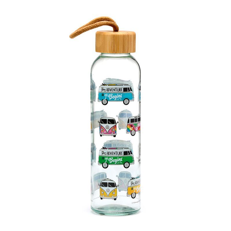 Volkswagen VW T1 Bulli Summer Wasserflasche - Glas &amp; Bambus