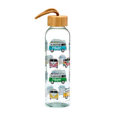 Volkswagen VW T1 Bulli Summer Wasserflasche - Glas &amp; Bambus