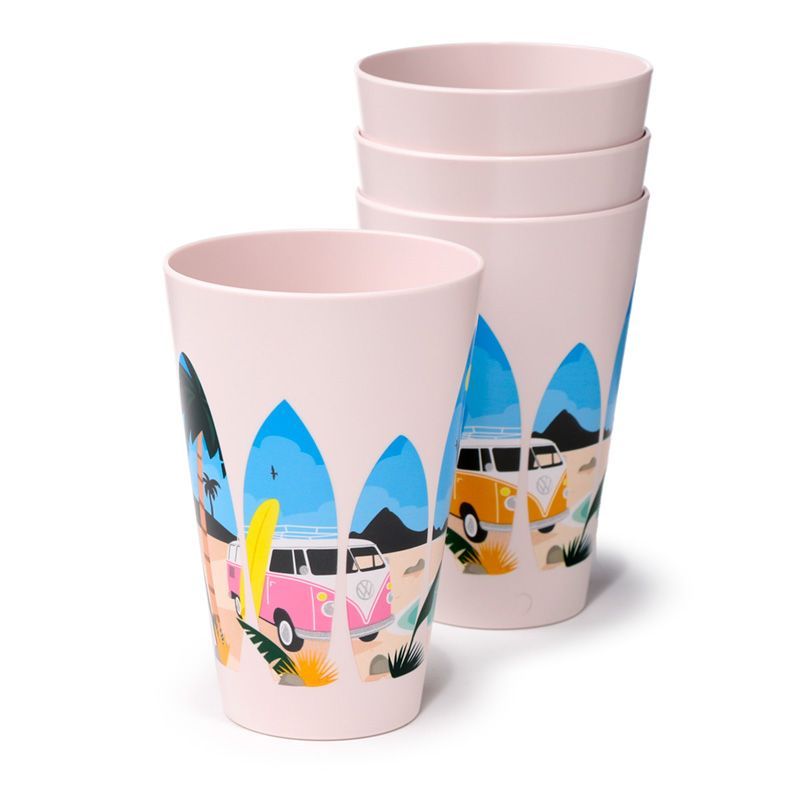 Volkswagen VW T1 Bulli Waves 4er Set Picknickbecher RPET 450ml