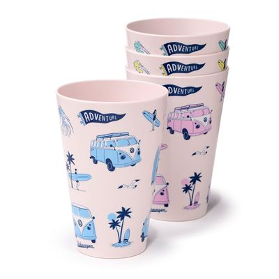 Volkswagen VW T1 Bulli Explore 4er Set Picknickbecher RPET 450ml