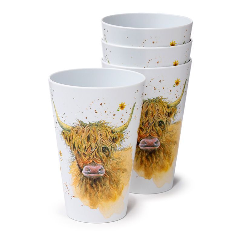 Jan Pashley Highland Coo Cow 4er Set Picknickbecher RPET 450ml