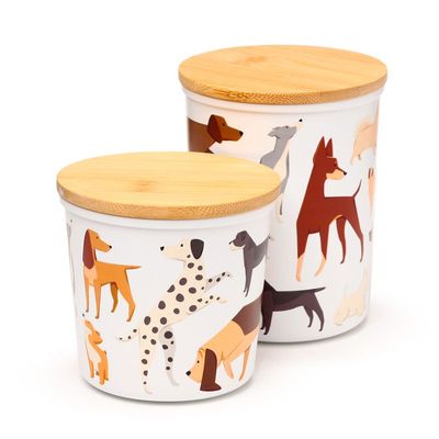 Barks Hund 2er Set Vorratsdosen RPET &amp; Bambus - S/M