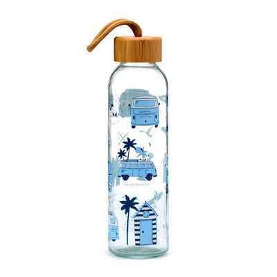 Volkswagen VW T1 Bulli Explore Wasserflasche - Glas &amp; Bambus