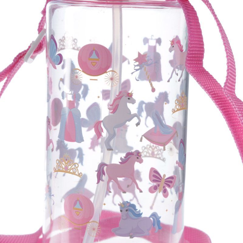 Einhorn Kinder Wasserflasche mit Flip-Strohhalm & Tragekordel 450ml