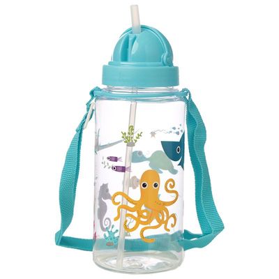 Meerestiere Kinder Wasserflasche mit Strohhalm450ml