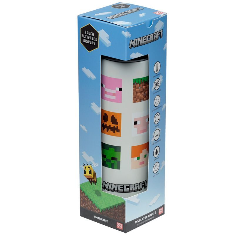 Minecraft Faces Trinkflasche mit Digital Thermometer