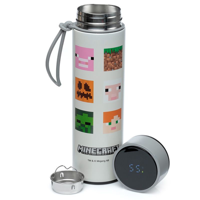 Minecraft Faces Trinkflasche mit Digital Thermometer