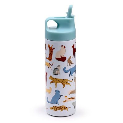 Feline Fine Katzen Heiss &amp; Kalt Klappverschluss Trinkflasche 500ml