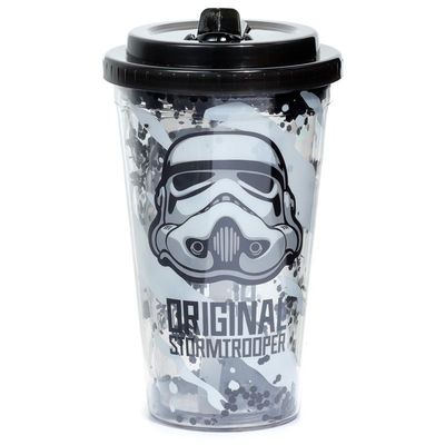 The Original Stormtrooper Becher mit Flip-Strohhalm &amp; Deckel 500ml