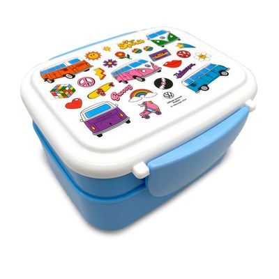 Volkswagen VW T1 Camper Bus Retro Clip-Verschluss Stapelbare Bento Lunch Box mit Besteck