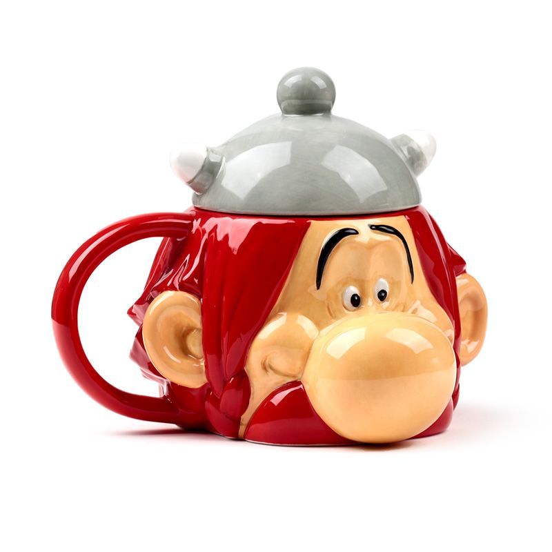 Obelix Kopf Keramik-Tasse mit Deckel
