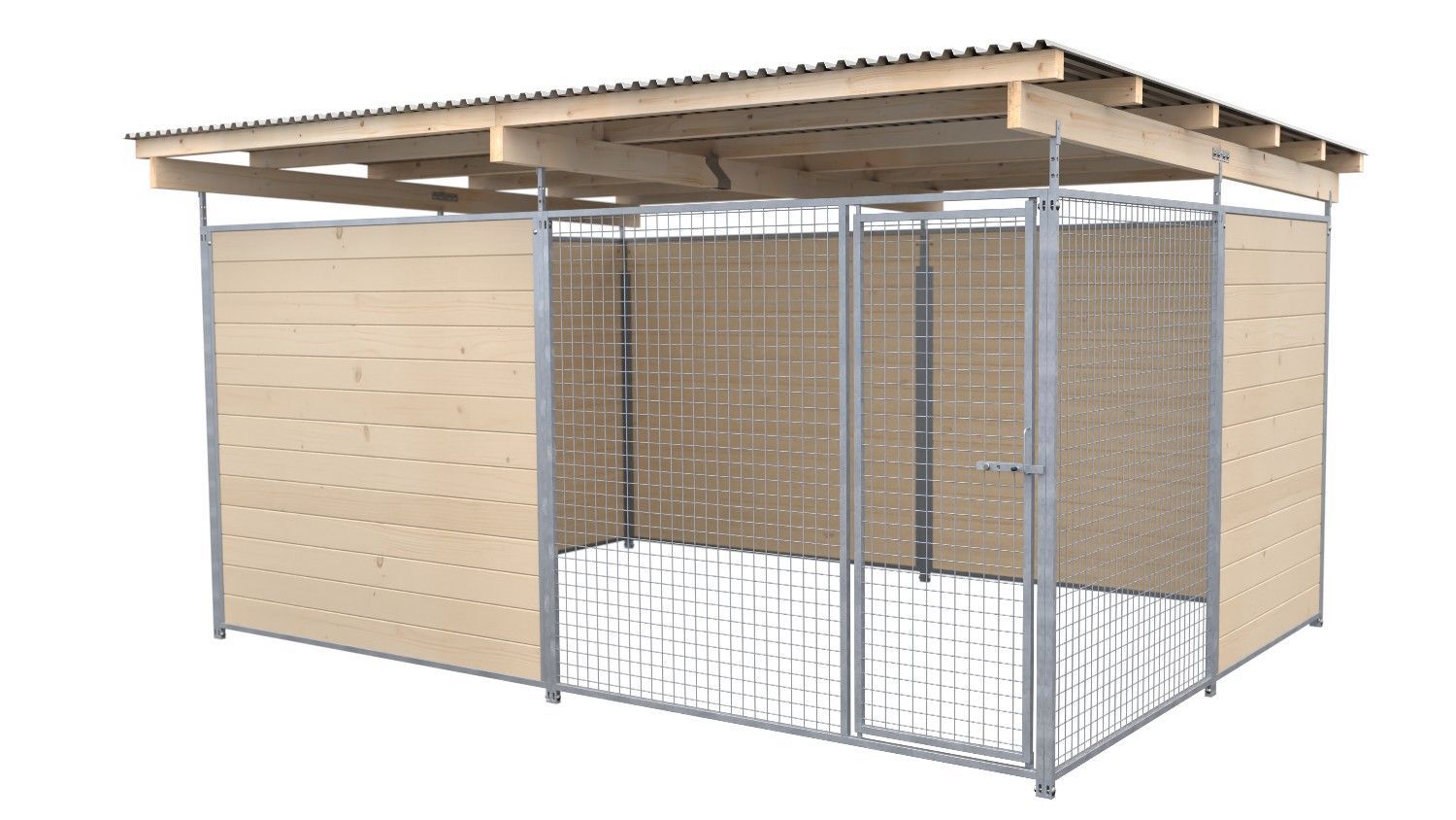 SAUERLAND Hundezwinger 3 x 4 m | offene Ecke | naturbelassen | Gitter 5x5 cm