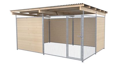 SAUERLAND Hundezwinger 3 x 4 m | offene Ecke | naturbelassen | Gitter 5x5 cm