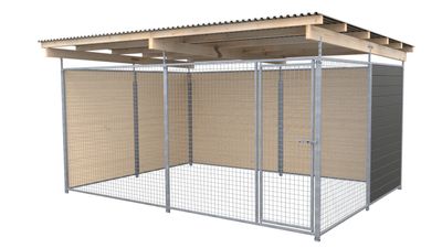 SAUERLAND Hundezwinger 3 x 4 m | 2,5-seitig geschlossen | graphitgrau| Gitter 5x5 cm