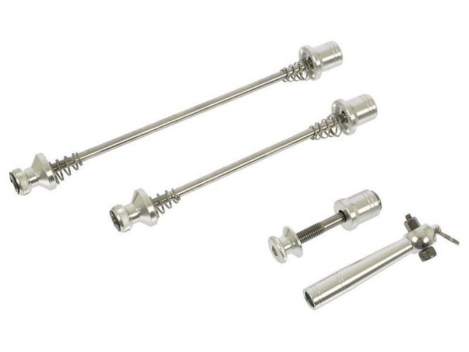 TranzX Schnellspanner Vorder-/Hinterradnabe + Sattelstütze silber