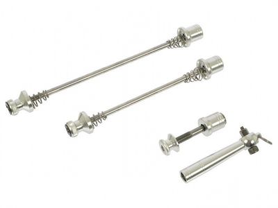 TranzX Schnellspanner Vorder-/Hinterradnabe + Sattelstütze silber