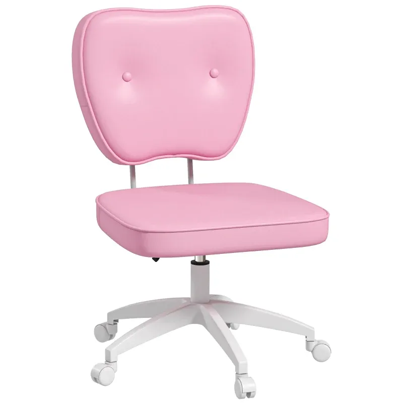 Bürostuhl ohne Armlehnen, höhenverstellbar, drehbar, bis 120 kg, Kunstleder, Rosa