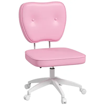 Bürostuhl ohne Armlehnen, höhenverstellbar, drehbar, bis 120 kg, Kunstleder, Rosa