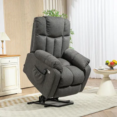 2-in-1 Relaxsessel mit Liegefunktion und Aufstehhilfe, USB-Anschlüsse, Taschenfederkern, Dunkelgrau