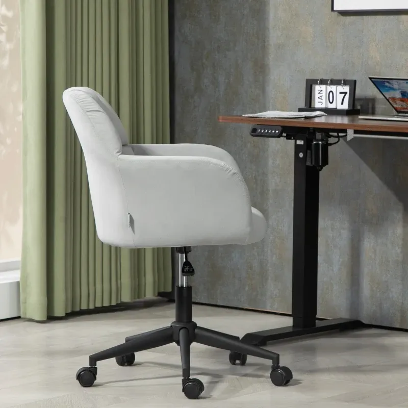 Bürostuhl, ergonomisch, höhenverstellbar, drehbar, Samtoptik, bis 120 kg, Hellgrau