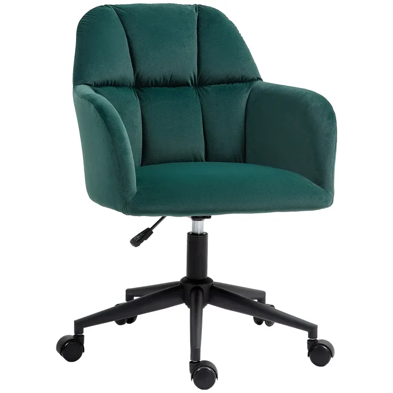 Bürostuhl, ergonomisch, höhenverstellbar, drehbar, Samtoptik, bis 120 kg, Grün