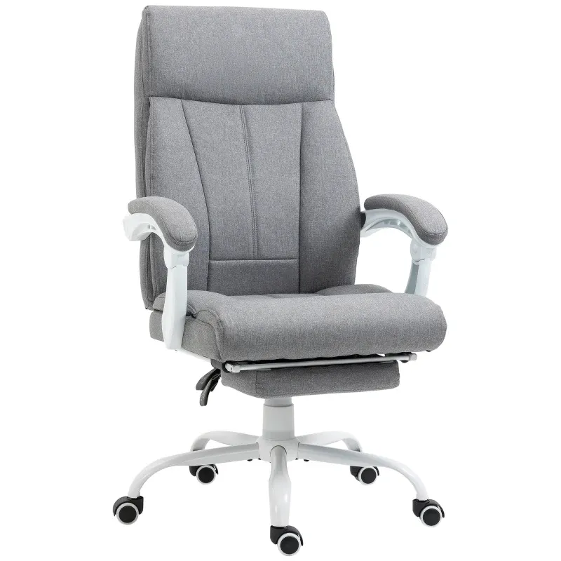 Bürostuhl, Drehstuhl, neigbare Rückenlehne, höhenverstellbar, bis 120 kg, Leinenoptik, Grau