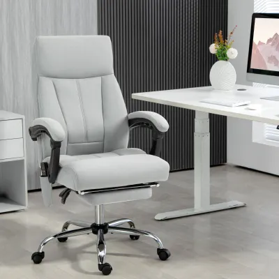 Bürostuhl mit Massagefunktion &amp; Heizfunktion, Fussstütze, bis 120 kg, Grau