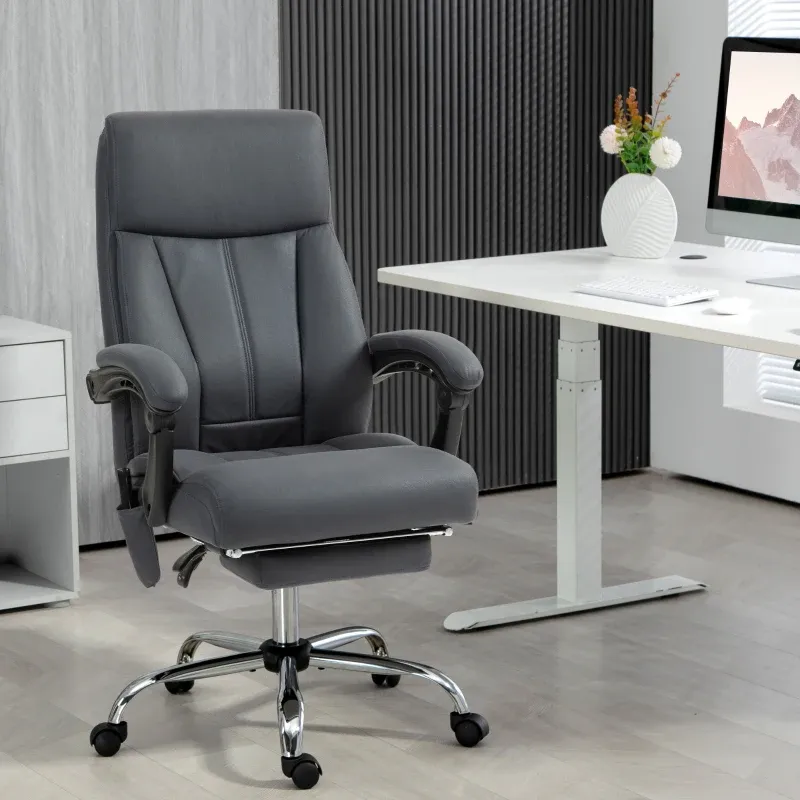 Bürostuhl mit Massagefunktion &amp; Heizfunktion, Fussstütze, bis 120 kg, Dunkelgrau