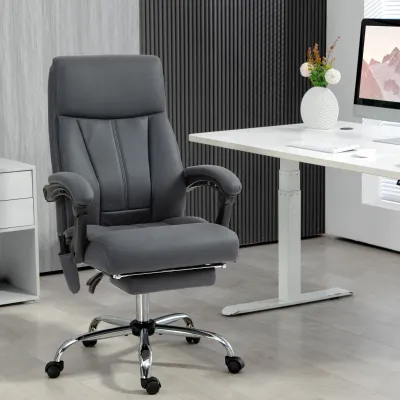 Bürostuhl mit Massagefunktion &amp; Heizfunktion, Fussstütze, bis 120 kg, Dunkelgrau