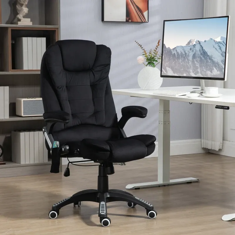 Bürostuhl mit Massage- &amp; Wärmefunktion, ergonomisch, höhenverstellbar, Schwarz