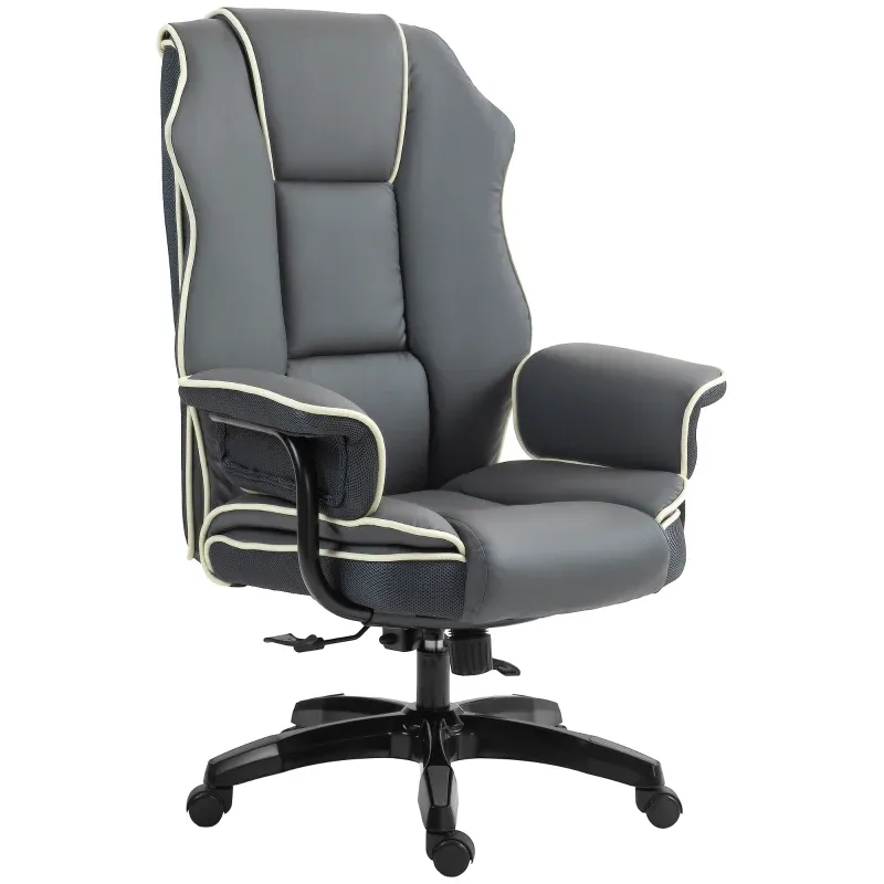 Ergonomischer Bürostuhl, extra gepolstert, Liegefunktion, Kunstleder, 76x80x118-124 cm, Dunkelgrau