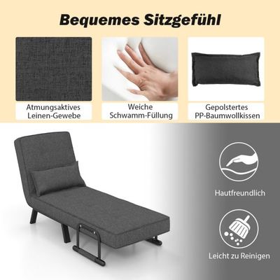 Cabrio-Schlafsofa Klappsessel Schlafcouch Sofabett 5-Positionen-Liegestuhl Dunkelgrau
