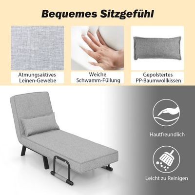 Cabrio-Schlafsofa Klappsessel Schlafcouch Sofabett 5-Positionen-Liegestuhl Hellgrau