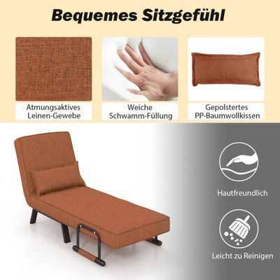 Cabrio-Schlafsofa Klappsessel Schlafcouch Sofabett 5-Positionen-Liegestuhl Kaffeebraun