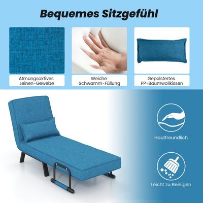Cabrio-Schlafsofa Klappsessel Schlafcouch Sofabett 5-Positionen-Liegestuhl blau