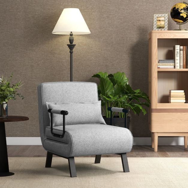 Cabrio-Schlafsofa Klappsessel Schlafcouch Sofabett 5-Positionen-Liegestuhl Hellgrau