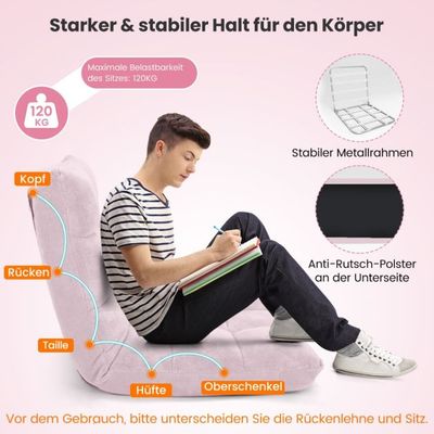Bodenstuhl Faltbares Lazy Sofa Faul Tatami Bodenkissen Hellrosa