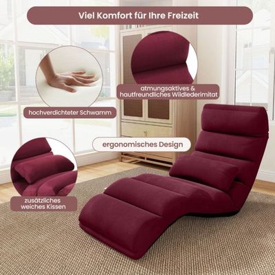 Relaxliege klappbar Bodenstuhl mit Verstellbarer Rückenlehne Rot 175 x 55 x 20 cm