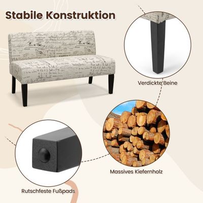 2-Sitzer Stoffsofa kleine Couch mit Holzbeinen Loungesofa gepolstertes Doppelsofa Sitzmöbel 121 x 66 x 78 cm Beige