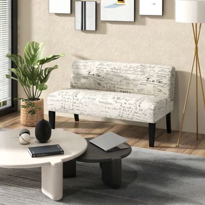 2-Sitzer Stoffsofa kleine Couch mit Holzbeinen Loungesofa gepolstertes Doppelsofa Sitzmöbel 121 x 66 x 78 cm Beige