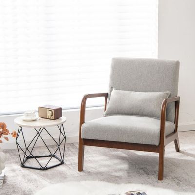 Sessel Wohnzimmer Loungesessel gepolstert Moderner Akzentstuhl Holz mit Armlehnen 65 x 79 x 77 cm