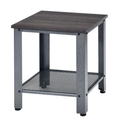 2 Ebenen Beistelltisch, Nachttisch im Industrie-Design Sofatisch Couchtisch Nachttisch 40 x 40 x 45,5 cm, Grau