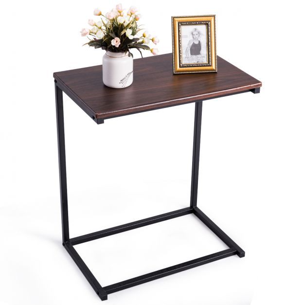 Beistelltisch Laptoptisch Computertisch PC Tisch Seitentisch Metall + Holz 55 x 35 x 65 cm Kaffee