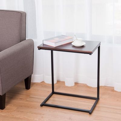 Beistelltisch Laptoptisch Computertisch PC Tisch Seitentisch Metall + Holz 55 x 35 x 65 cm Kaffee