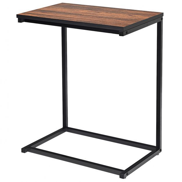 Beistelltisch Laptoptisch Sofatisch Notebooktisch Pflegetisch Metall und Holz 55 x 35 x 65 cm Braun