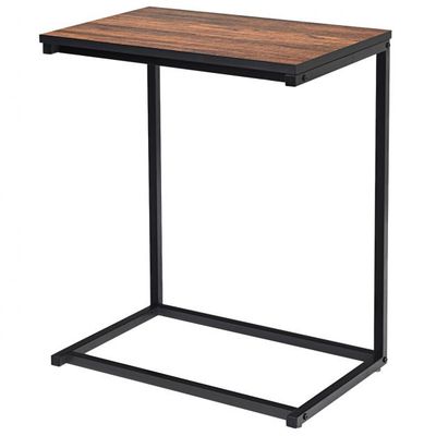 Beistelltisch Laptoptisch Sofatisch Notebooktisch Pflegetisch Metall und Holz 55 x 35 x 65 cm Braun