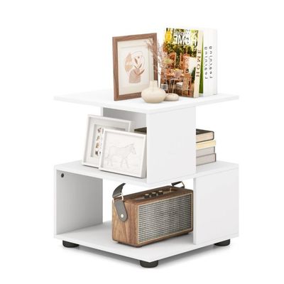 3-stufiger Beistelltisch moderner Nachttisch Couchtisch mit Ablageflächen 39,5 x 39,5 x 45 cm Weiss